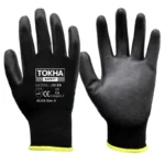 100 BB Black PU Coated Work Glove With 13 Gauge Black Polyester - Image 2