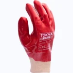 FC320 Polyester Liner With Full Red PVC Coated Work Glove Elastic Cuff - Image 2