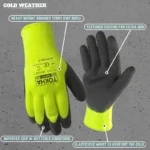Hi - Viz 7 Black Latex Coated Work Glove With Yellow Thermal Liner - Image 2
