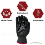 103BB Black Black Nitrile Coated Work Gloves - Image 4