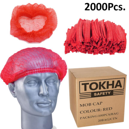 2000Pcs. Disposable Hair Nets Head Cover Mob Caps - RED