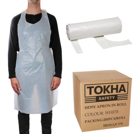 HDPE Disposable Apron Roll Polythene Plastic Aprons - White 1000Pcs.